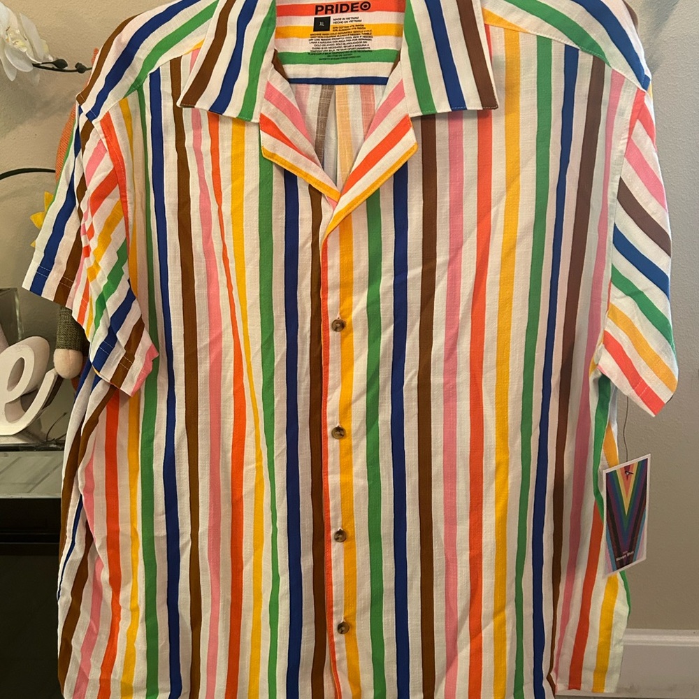 Multicolored striped woven shirt